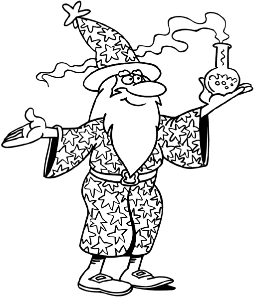 Wizard with smoking vial vinyl sticker. Customize on line. Phenomena and History 072-0511